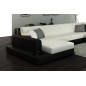 Canapé d'angle en cuir italien 6/7 places PERLA, blanc et noir, angle droit
