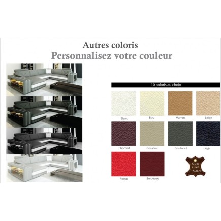 Canapé d'angle en cuir italien 8 places BENTLEY,couleur personnalisée
