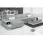 Canapé d'angle en cuir italien 5 places ENZO, gris et blanc, Gris Clair / Blanc, angle gauche
