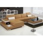 Canapé d'angle en cuir italien 5 places ENZO, beige et blanc, angle gauche