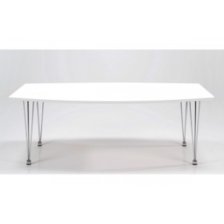 Table à manger avec rallonge blanc laqué, KAZINA