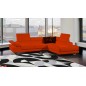 Canapé d'angle en 100% tout cuir italien 5/6 places HELSINKI II, orange, angle droit
