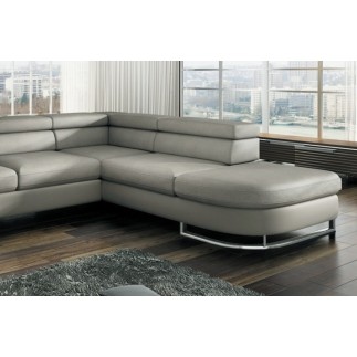 Canapé d'angle convertible ISLANDA en simili cuir de qualité, gris foncé