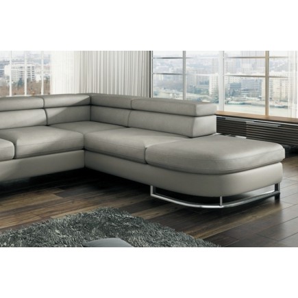 Canapé d'angle convertible ISLANDA en simili cuir de qualité, crème, 5/6 places, angle droit