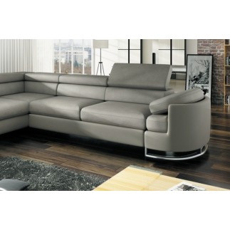 Canapé d'angle convertible ISLANDA en simili cuir de qualité, crème