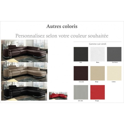 Canapé d'angle convertible ISLANDA en simili cuir de qualité, personnalisé