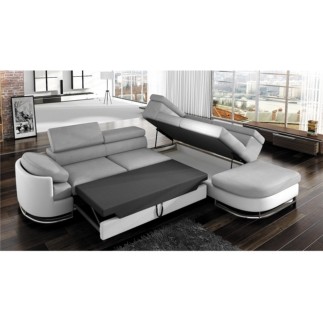 Canapé d'angle convertible ISLANDA en simili cuir de qualité, personnalisé, 5/6 places, angle droit