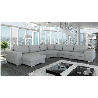 Canapé d'angle convertible ASTORE en simili cuir de qualité, blanc
