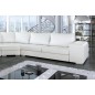 Canapé d'angle convertible ASTORE en simili cuir de qualité, blanc, 7/8 places, angle droit