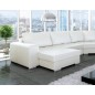 Canapé d'angle convertible ASTORE en simili cuir de qualité, blanc, 7/8 places, angle droit