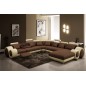 Canapé d'angle en cuir italien 8 places CARLTON, chocolat et beige, angle gauche Canapé d'angle en cuir italien 8 places CARLTON, chocolat et beige, angle gauche
