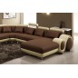 Canapé d'angle en cuir italien 8 places CARLTON, chocolat et beige, angle gauche Canapé d'angle en cuir italien 8 places CARLTON, chocolat et beige, angle gauche