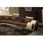Canapé d'angle en cuir italien 8 places CARLTON, chocolat et beige, angle droit Canapé d'angle en cuir italien 8 places CARLTON, chocolat et beige, angle droit