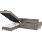 Canapé d'angle convertible en cuir italien luxe 5 places, MEMEZO, coffre, taupe, angle gauche Canapé d'angle convertible en cuir italien luxe 5 places, MEMEZO, coffre, taupe, angle gauche