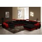 Canapé d'angle en cuir italien 8 places CARLTON, noir et rouge, angle gauche Canapé d'angle en cuir italien 8 places CARLTON, noir et rouge, angle gauche