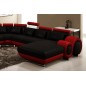 Canapé d'angle en cuir italien 8 places CARLTON, noir et rouge, angle gauche Canapé d'angle en cuir italien 8 places CARLTON, noir et rouge, angle gauche