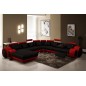 Canapé d'angle en cuir italien 8 places CARLTON, noir et rouge, angle droit Canapé d'angle en cuir italien 8 places CARLTON, noir et rouge, angle droit