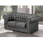 Canapé 2 places en cuir italien CHESTERFIELD, gris foncé