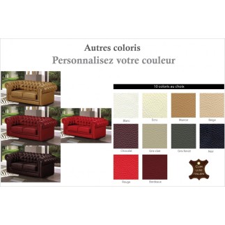 Canapé 3 places en cuir italien CHESTERFIELD, personnalisé