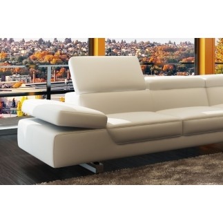Canapé d'angle en cuir italien 5/6 places Grand GEORGE, blanc, angle droit