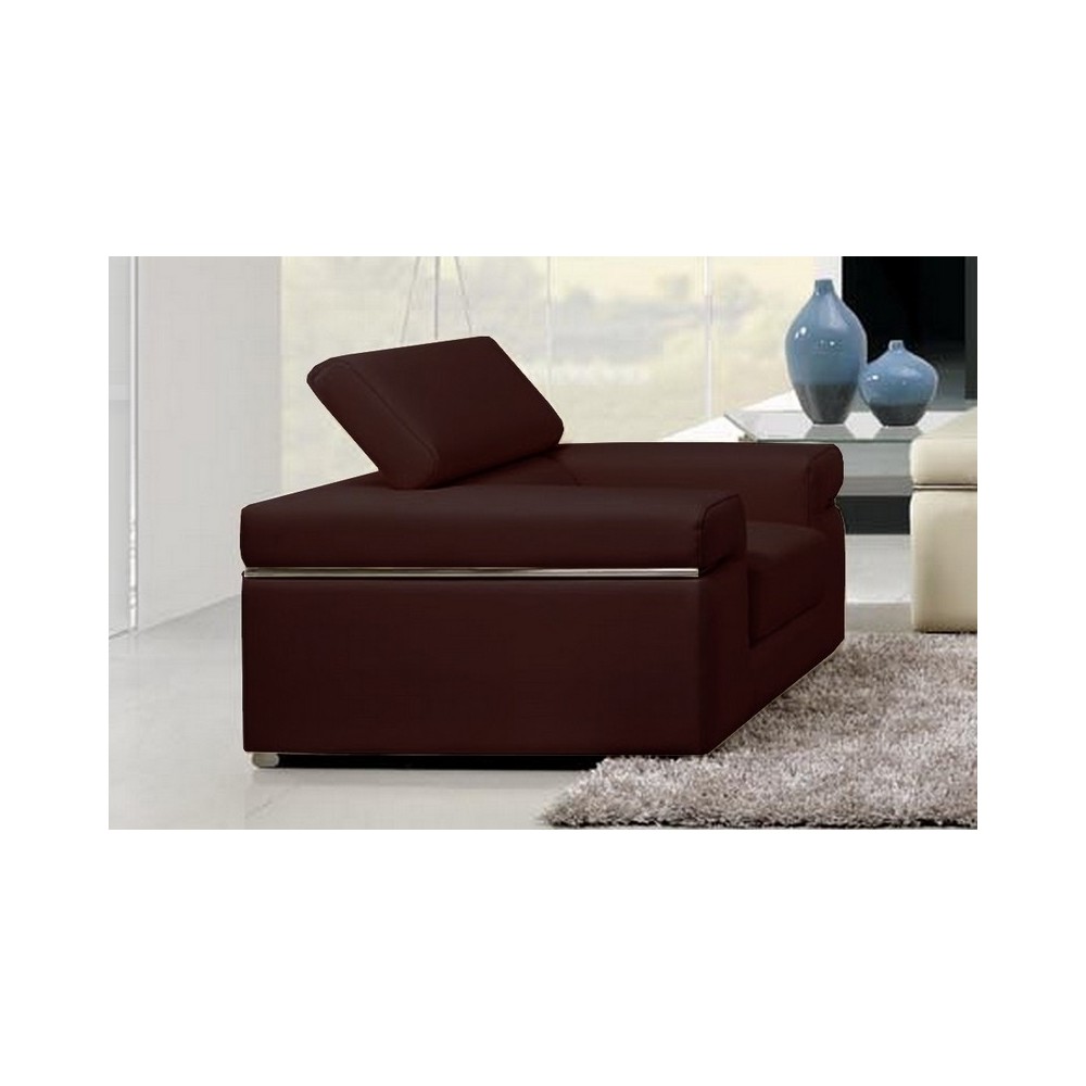 Fauteuil 1 place en cuir italien ALONSO, chocolat