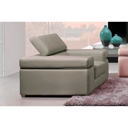 Fauteuil 1 place en cuir italien ALONSO, gris clair