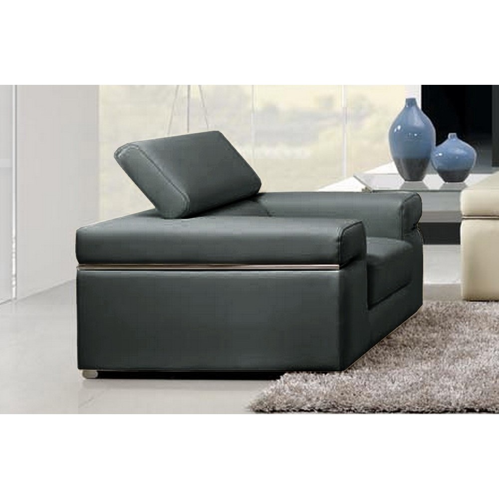 Fauteuil 1 place en cuir italien ALONSO, gris foncé