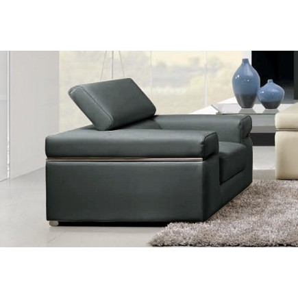 Fauteuil 1 place en cuir italien ALONSO, gris foncé