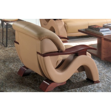 Fauteuil 1 place en cuir supérieur luxe haut de gamme italien TENTATION, beige