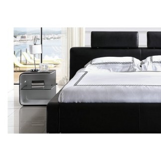 Lit design en cuir italien de luxe BELIO, noir, 140x190