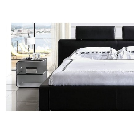 Lit design en cuir italien de luxe BELIO, noir, 140x190
