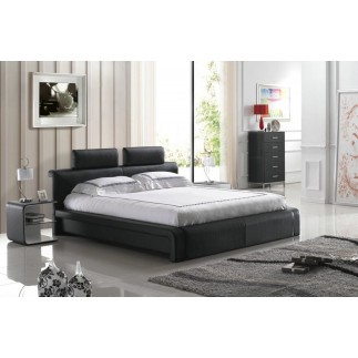 Lit design en cuir italien de luxe BELIO, noir