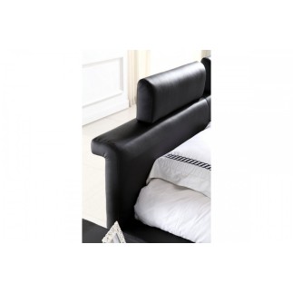 Lit design en cuir italien de luxe BELIO, noir