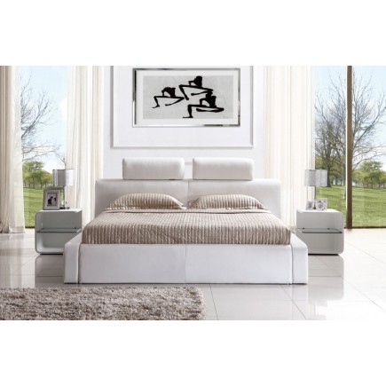Lit design en cuir italien de luxe BELIO, blanc