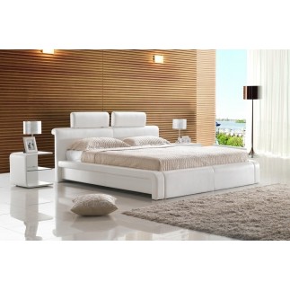 Lit design en cuir italien de luxe BELIO, blanc, 180x200