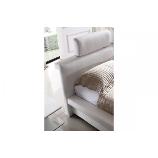 Lit design en cuir italien de luxe BELIO, blanc