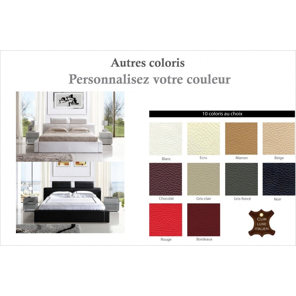 Lit design en cuir italien de luxe BELIO, couleur personnalisée, 160x200