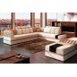 Canapé d'angle en cuir italien 6/7 places RIVA, blanc et beige, angle droit Canapé d'angle en cuir italien 6/7 places RIVA, blanc et beige, angle droit