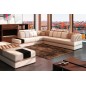 Canapé d'angle en cuir italien 6/7 places RIVA, blanc et beige, angle gauche Canapé d'angle en cuir italien 6/7 places RIVA, blanc et beige, angle gauche