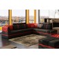 Canapé d'angle en cuir italien 6/7 places RIVA, noir et rouge, angle droit Canapé d'angle en cuir italien 6/7 places RIVA, noir et rouge, angle droit