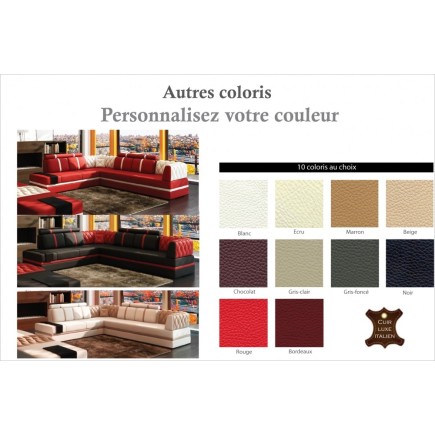 Canapé d'angle en cuir italien 6/7 places RIVA, couleur personnalisée