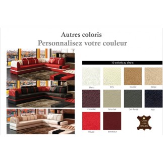 Canapé d'angle en cuir italien 6/7 places RIVA, couleur personnalisée
