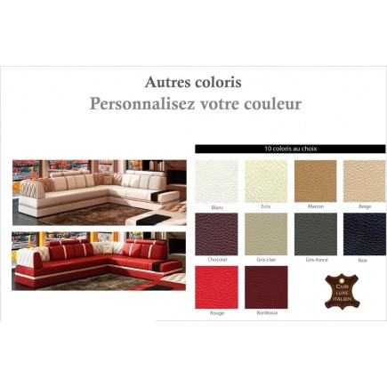 Canapé d'angle en cuir italien 6/7 places RIVA, couleur personnalisée, angle droit