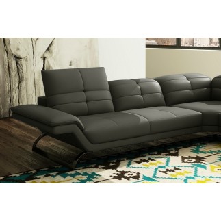 Canapé d'angle en cuir Prestige luxe italien 5 places MODERNI, gris foncé
