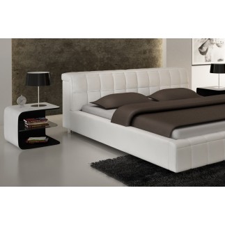 Lit design en cuir italien de luxe SMILEY, blanc, 180x200