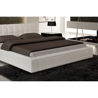 Lit design en cuir italien de luxe SMILEY, blanc