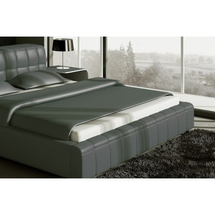 Lit design en cuir italien de luxe SMILEY, gris foncé, 140x190
