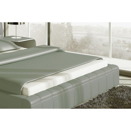 Lit design en cuir italien de luxe SMILEY, gris clair, 180x200