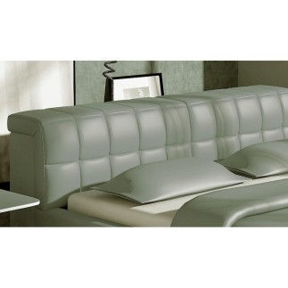 Lit design en cuir italien de luxe SMILEY, gris clair