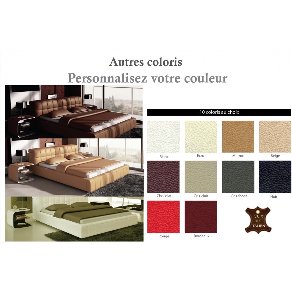 Lit design en cuir italien de luxe SMILEY, personnalisé, 180x200
